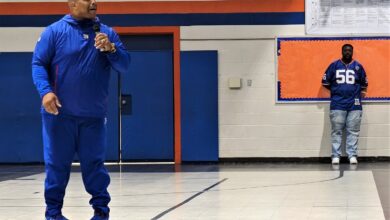 Former NFL player and inspirational speaker encourages students to push for success