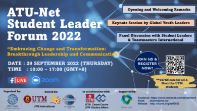 UTM Advocates Leadership & Communication Skills at the ATU-Net Student Leader Forum (ATU-Net SeLF 2022)